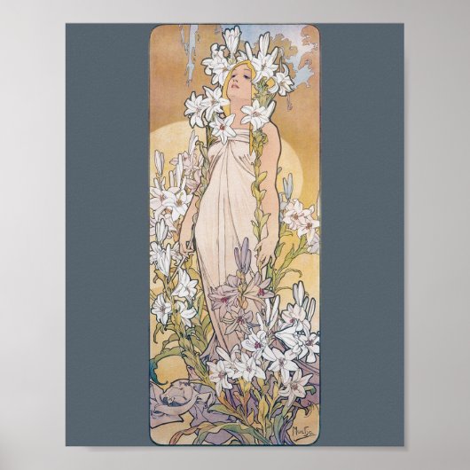 Lily (Vier bloemen), Alphonse Mucha Poster (Voorkant)