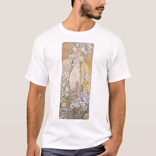 Lily (Vier bloemen), Alphonse Mucha T-shirt (Voorkant)