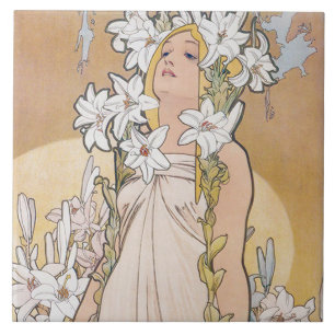 Lily (Vier bloemen), Alphonse Mucha Tegeltje
