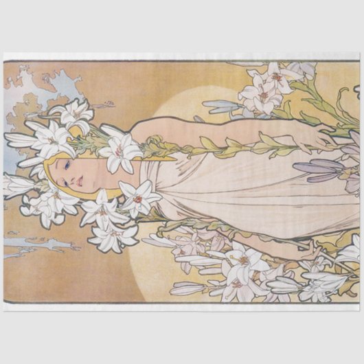 Lily (Vier bloemen), Alphonse Mucha Tissuepapier (Voorkant)