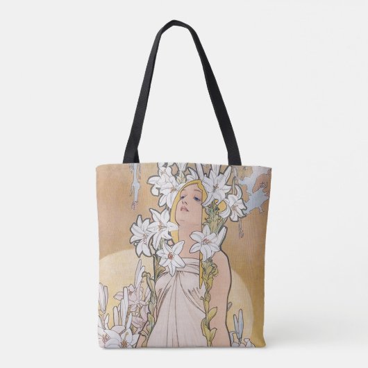 Lily (Vier bloemen), Alphonse Mucha Tote Bag (Achterkant)