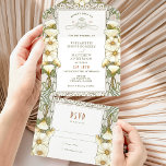 Lily Vintage Wedding All in One Invitation Mucha Uitnodiging<br><div class="desc">Art Nouveau Vintage trouwuitnodigingen van Alphonse Mucha in een floreel, romantisch en grillig ontwerp. Victoriaans bloei vult klassieke art decofonts aan. Voer je aangepaste gegevens in en je bent klaar. Als u het ontwerp verder wilt wijzigen, klikt u op de blauwe knop "Aanpassen". Hartelijk dank voor uw aandacht voor mijn...</div>