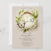 Lily vlinders kruis krans Elegant meisje doop Kaart (Voorkant)