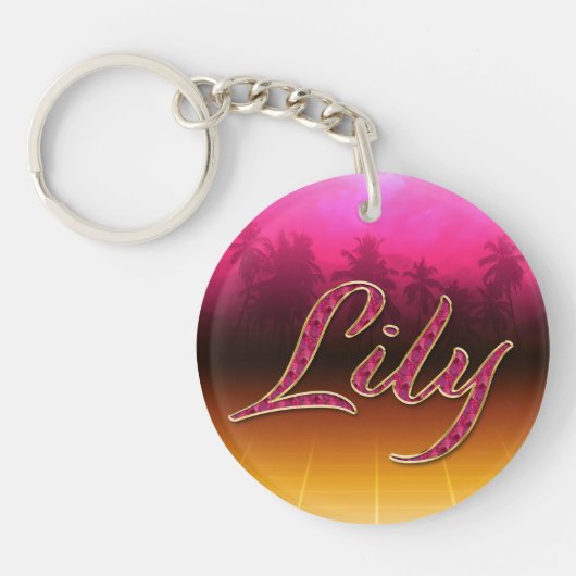 Lily Vorname Name golden pink Schlüsselanhänger Sleutelhanger (Voorkant)