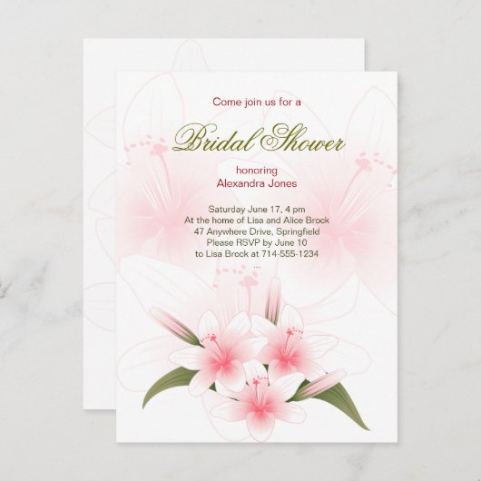 Lily Vrijgezellenfeest Uitnodiging (Voorkant / Achterkant)