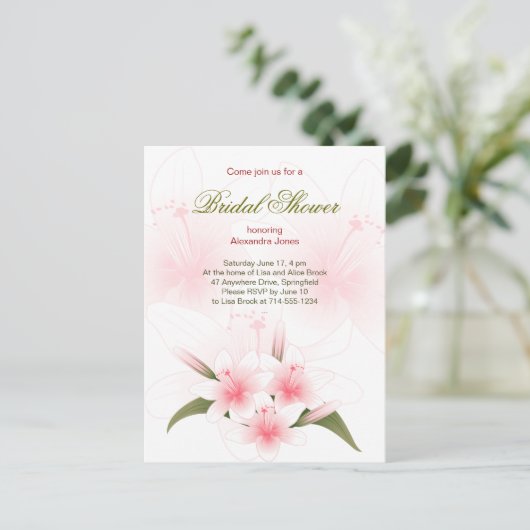 Lily Vrijgezellenfeest Uitnodiging (Staand voorkant)