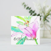 Lily Waterverf 60th Birthday Party Invitation Kaart (Staand voorkant)