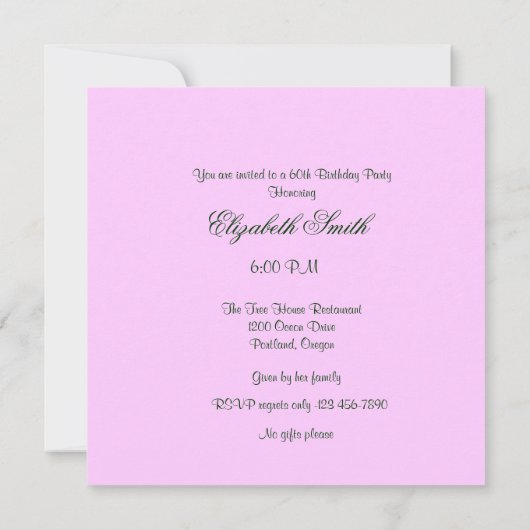 Lily Waterverf 60th Birthday Party Invitation Kaart (Achterkant)