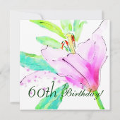 Lily Waterverf 60th Birthday Party Invitation Kaart (Voorkant)