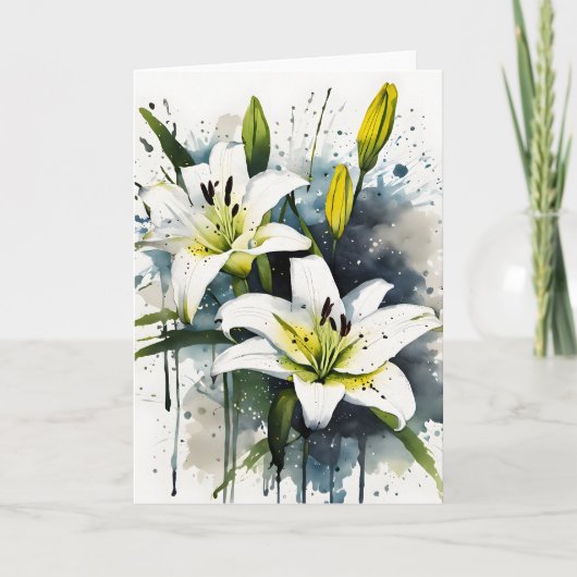 Lily - Waterverf bloemen Kaart (Voorkant)