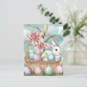 Lily Waterverf & Pasteleieren met konijn in mand Briefkaart