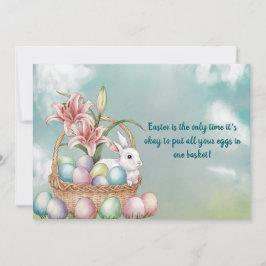 Lily Waterverf & Pasteleieren met konijn in mand Kaart