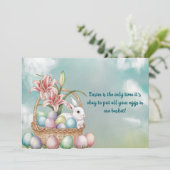 Lily Waterverf & Pasteleieren met konijn in mand Kaart (Staand voorkant)