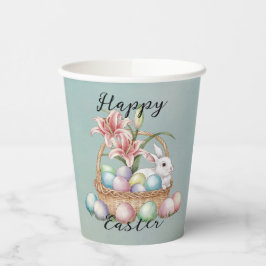 Lily Waterverf & Pasteleieren met konijn in mand Papieren Bekers