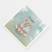 Lily Waterverf & Pasteleieren met konijn in mand Servet (Hoek)