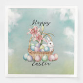 Lily Waterverf & Pasteleieren met konijn in mand Servet (Voorkant)