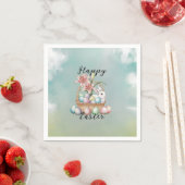 Lily Waterverf & Pasteleieren met konijn in mand Servet (Insitu)