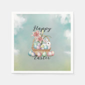 Lily Waterverf & Pasteleieren met konijn in mand Servet (Voorkant)