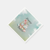 Lily Waterverf & Pasteleieren met konijn in mand Servet (Hoek)