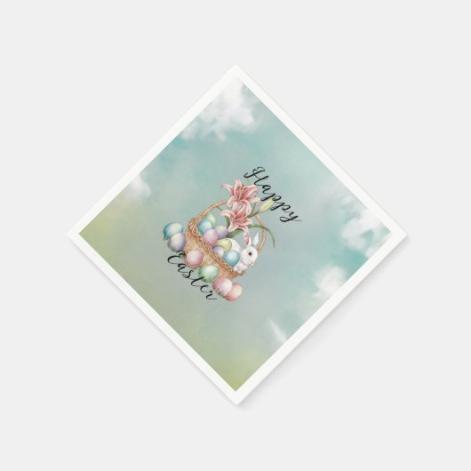 Lily Waterverf & Pasteleieren met konijn in mand Servet (Hoek)