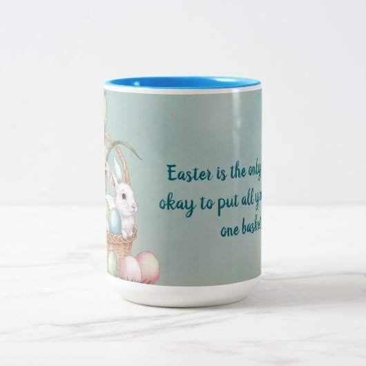 Lily Waterverf & Pasteleieren met konijn in mand Tweekleurige Koffiemok (Center)