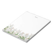 Lily Waterverf White Spring Flowers gepersonalisee Notitieblok (Linkerzijde)
