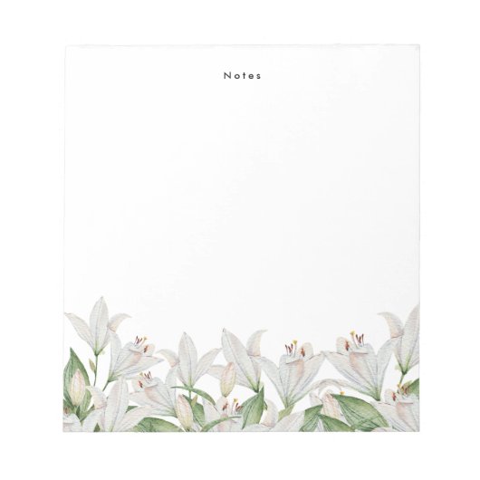 Lily Waterverf White Spring Flowers gepersonalisee Notitieblok (Voorkant)
