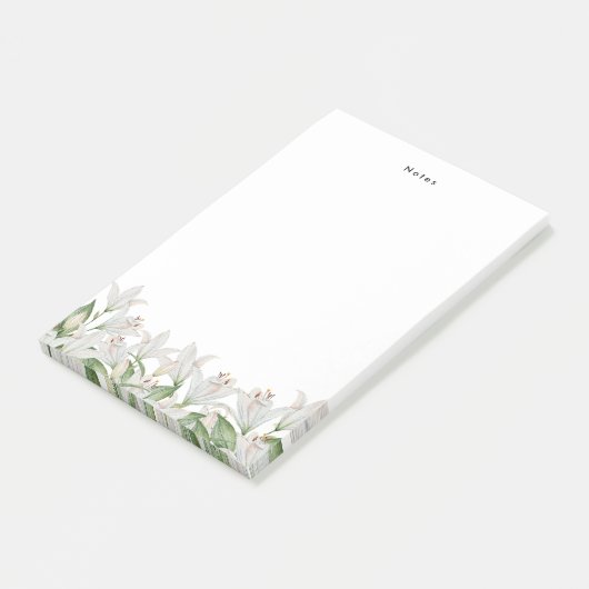 Lily Waterverf White Spring Flowers gepersonalisee Post-it® Notes (Schuin)