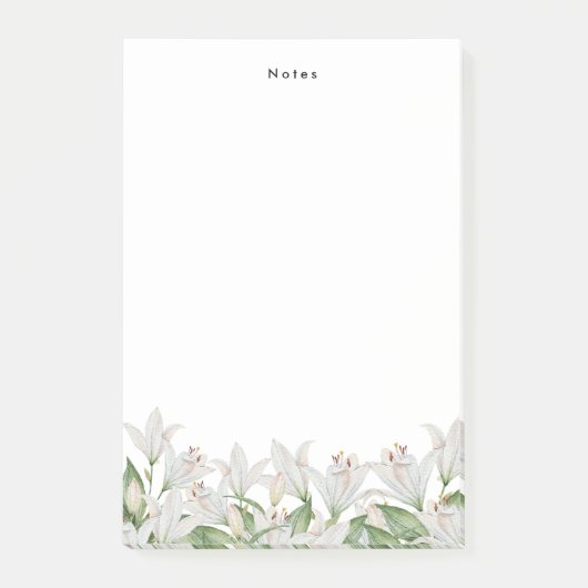 Lily Waterverf White Spring Flowers gepersonalisee Post-it® Notes (Voorkant)