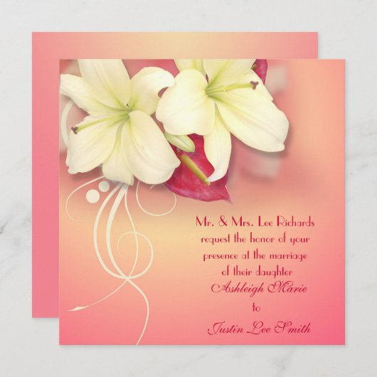 Lily Wedding Invite Kaart (Voorkant / Achterkant)