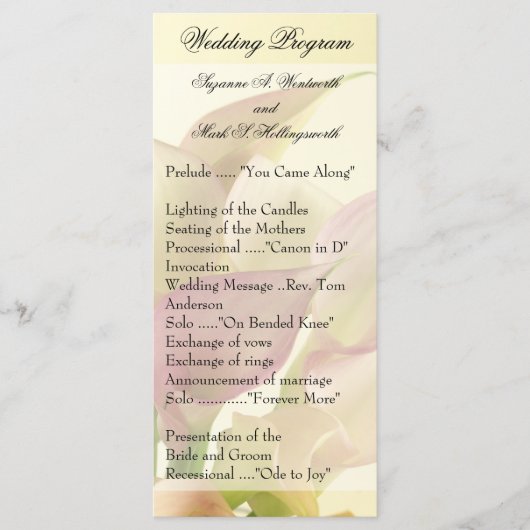 Lily Wedding Programma's, Bloemen, Bloemen, Lente Programmakaart (Voorkant)