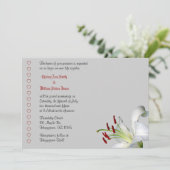 Lily, White en Red Wedding Invitations Kaart (Staand voorkant)
