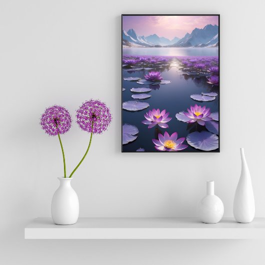 Lilypad Bergmeerlandschap Poster