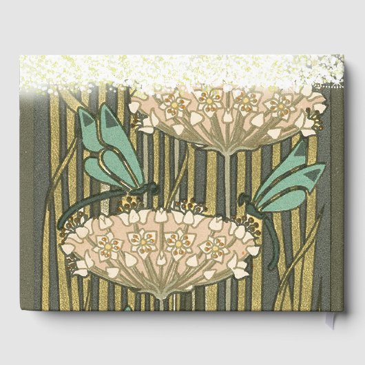 Lilypad Dragonfly Art Deco Wedding Guest Book Gastenboek (Achterkant)