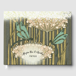Lilypad Dragonfly Art Deco Wedding Guest Book Gastenboek