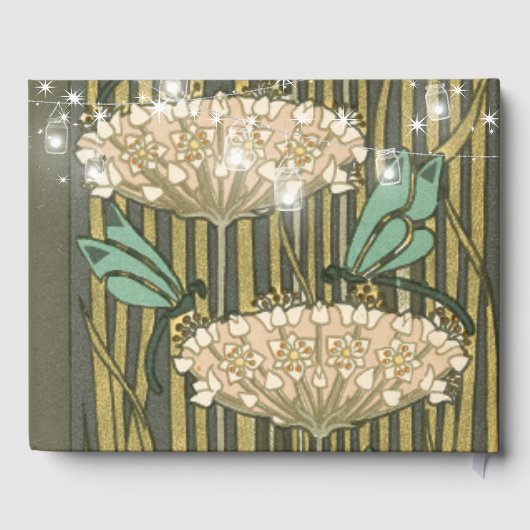 Lilypad Dragonfly Art Deco Wedding Guest Book Gastenboek (Achterkant)