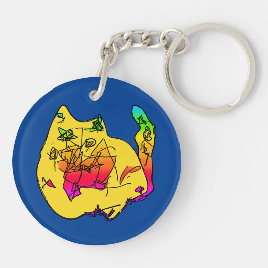 Lily's Abstracte kat Sleutelhanger (Achterkant)