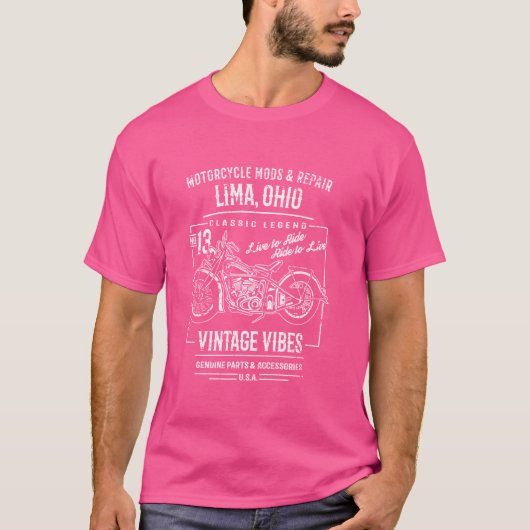 Lima OH USA  stijl Motorfiets Adventure Des T-shirt (Voorkant)