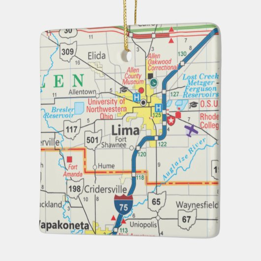 Lima Ohio Map Keramisch Ornament (Links)