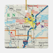 Lima Ohio Map Keramisch Ornament (Achterkant)