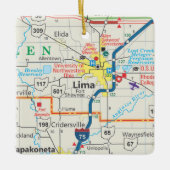 Lima Ohio Map Keramisch Ornament (Voorkant)