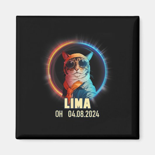 Lima Ohio Totale Zonsverduistering 2024 Magneet (Voorkant)