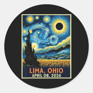 Lima Ohio Totale Zonsverduistering 2024 Sterrennac Ronde Sticker