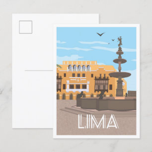 Lima Peru Art Vintage Travel Illustratie Briefkaart