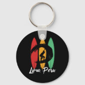 Lima Peru Beach  Retro Surfing Sleutelhanger (Voorkant)