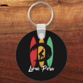 Lima Peru Beach  Retro Surfing Sleutelhanger (Voorkant)