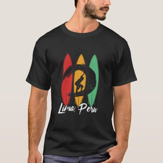 Lima Peru Beach  Retro Surfing T-shirt (Voorkant)