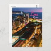 Lima Peru Capital Pacific Coast City Lichtrecht na Briefkaart (Voorkant / Achterkant)