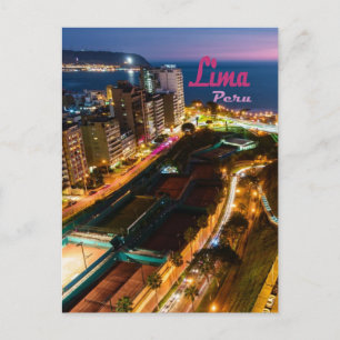 Lima Peru Capital Pacific Coast City Lichtrecht na Briefkaart