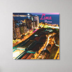 Lima Peru Capital Pacific Coast City Lichtrecht na Canvas Afdruk